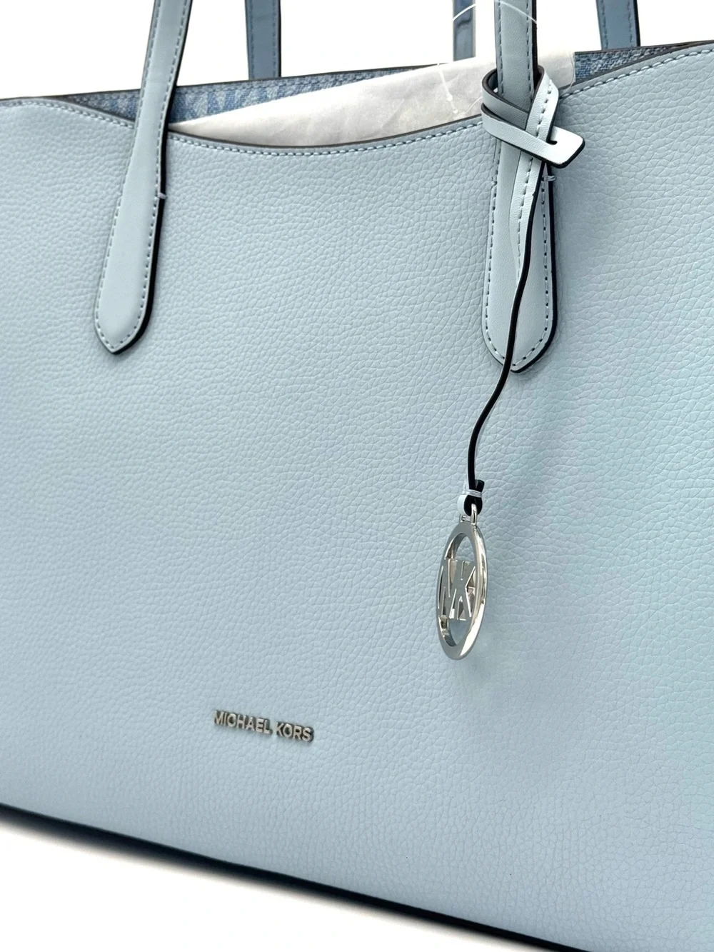 Michael Kors Arden Large Leather Tote Bag Pale Ocean Blue